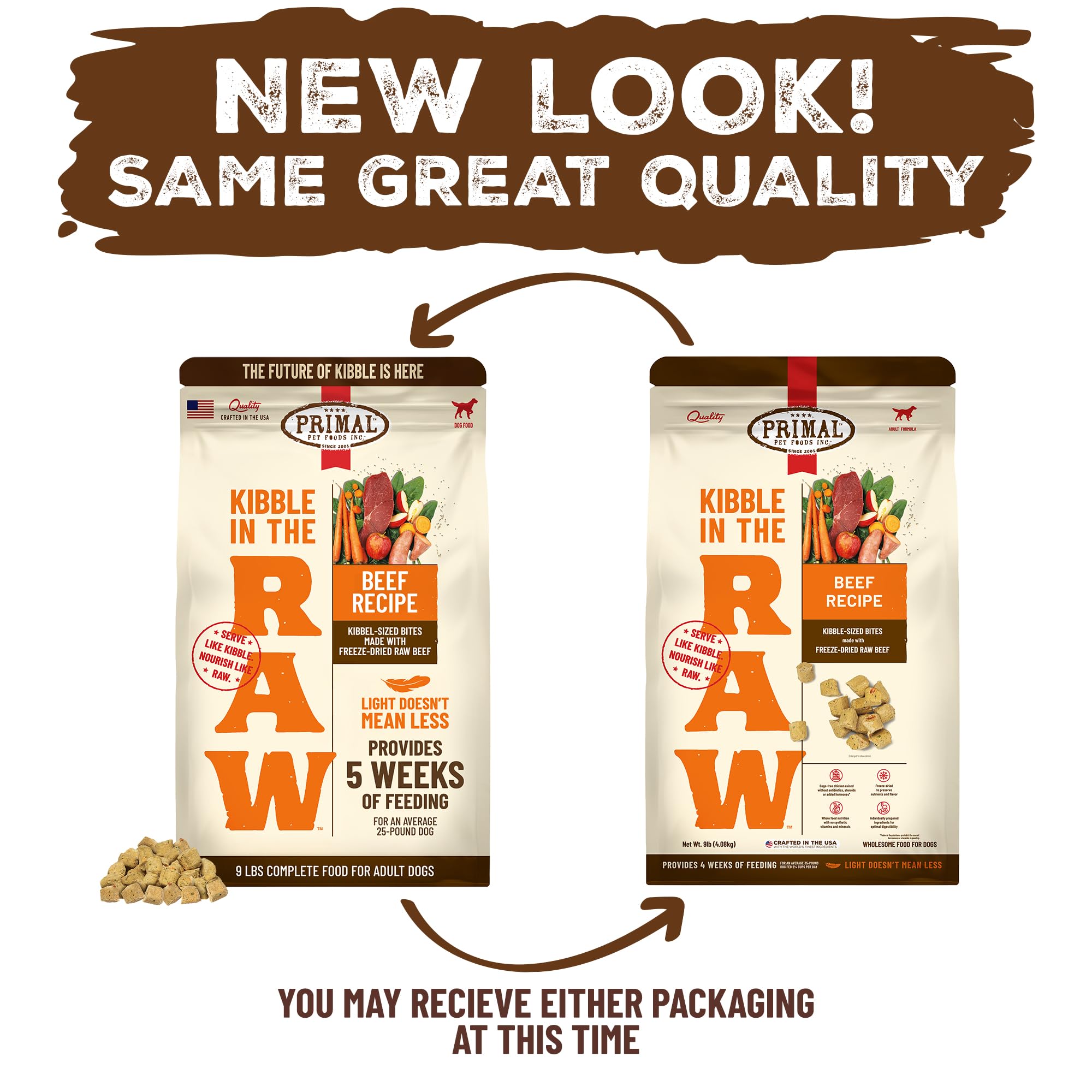 Primal Kibble en The Raw textura crujiente que agrada.