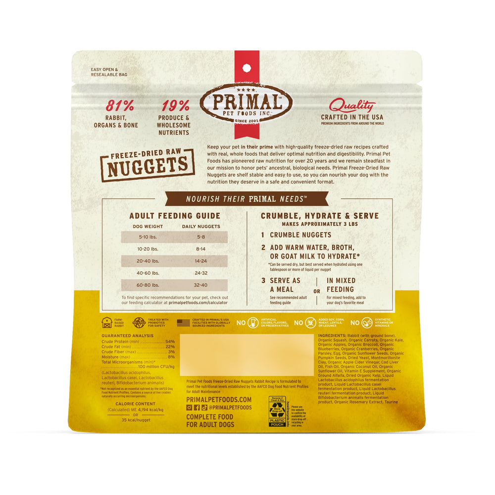 Conejo Primal, textura agradable para masticar y disfrutar.