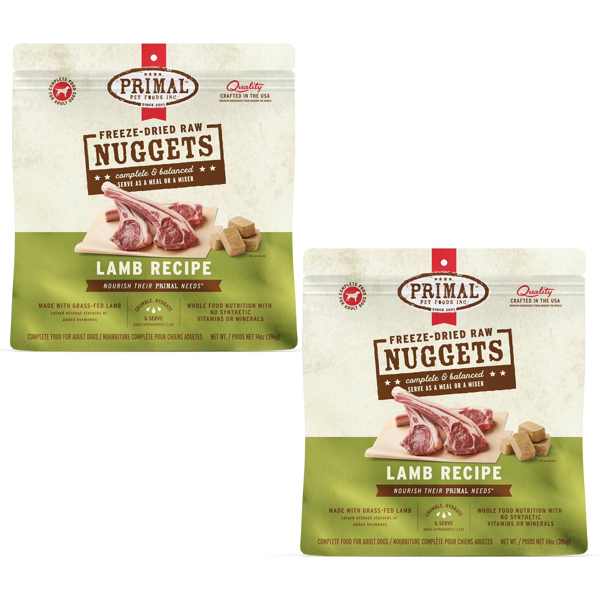 Primal Nuggets de cordero deshidratados para perros, fuente de proteína de alta calidad