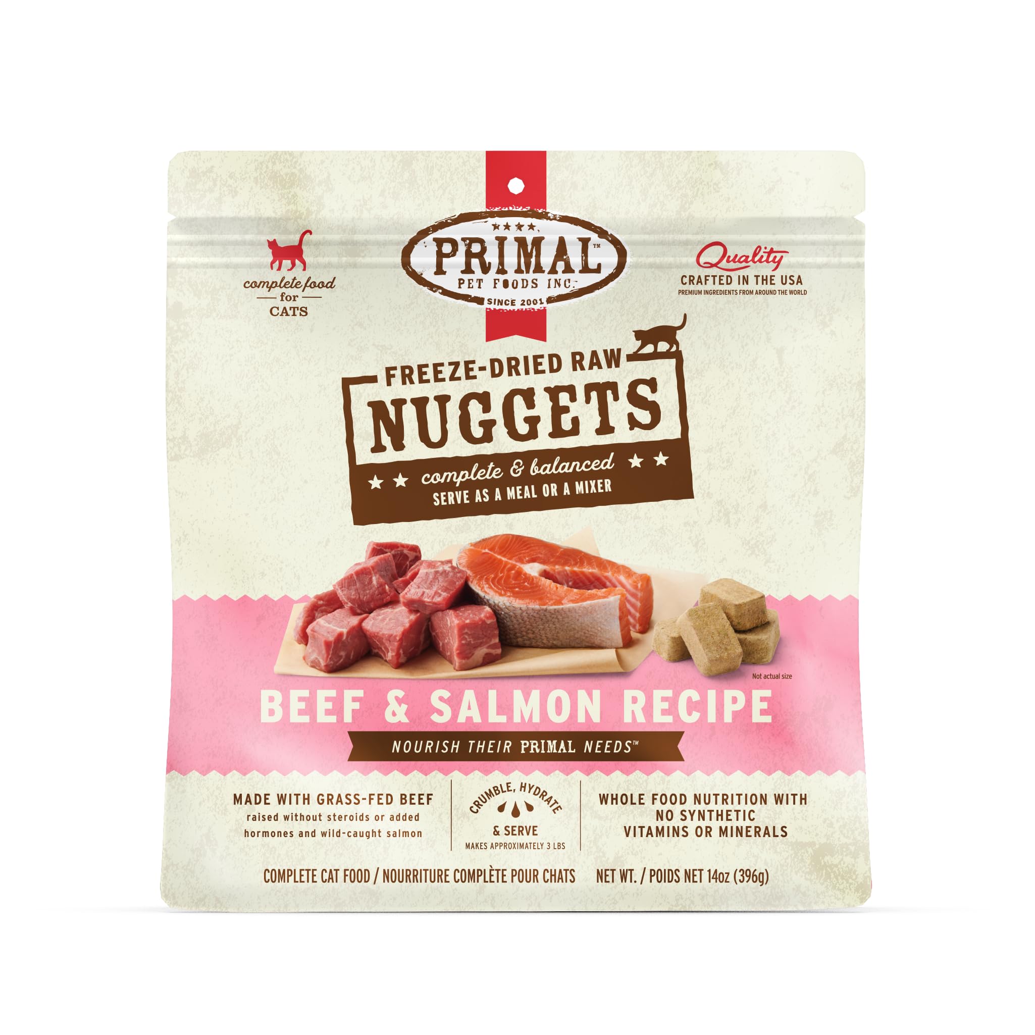 Primal Nuggets para gatos: envase práctico para porciones diarias