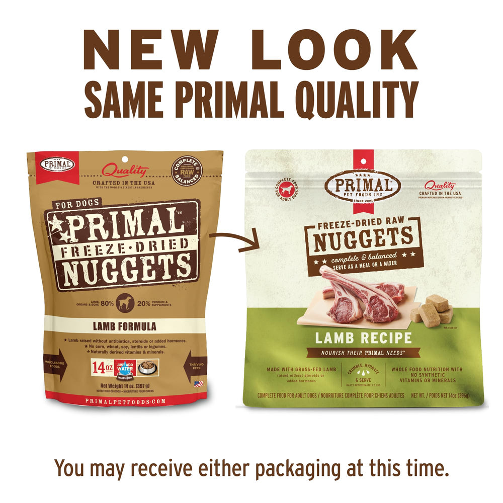 Textura crujiente de Primal Nuggets, ideal como snack diario para perros
