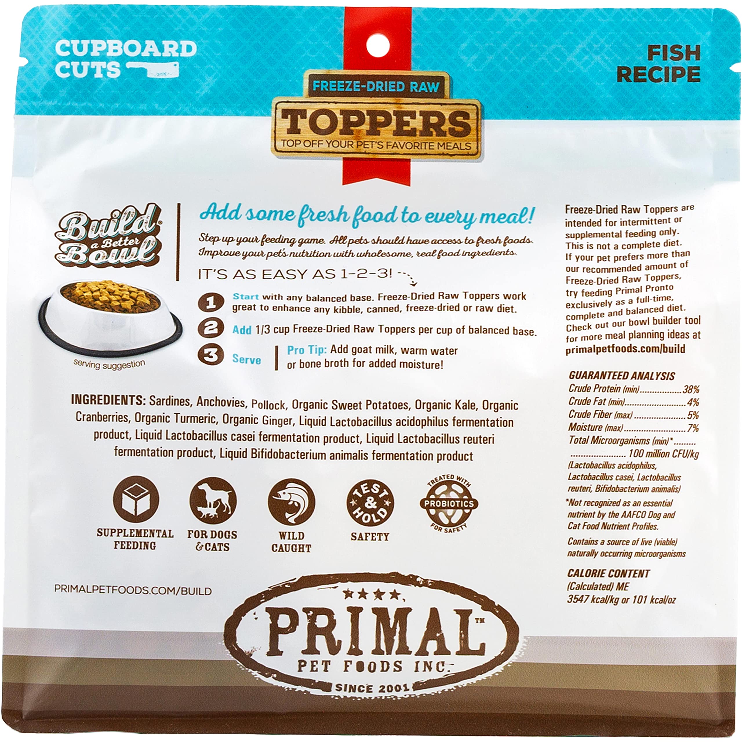 Primal Pet Foods toppers uso intermitente: complemento nutritivo semanal