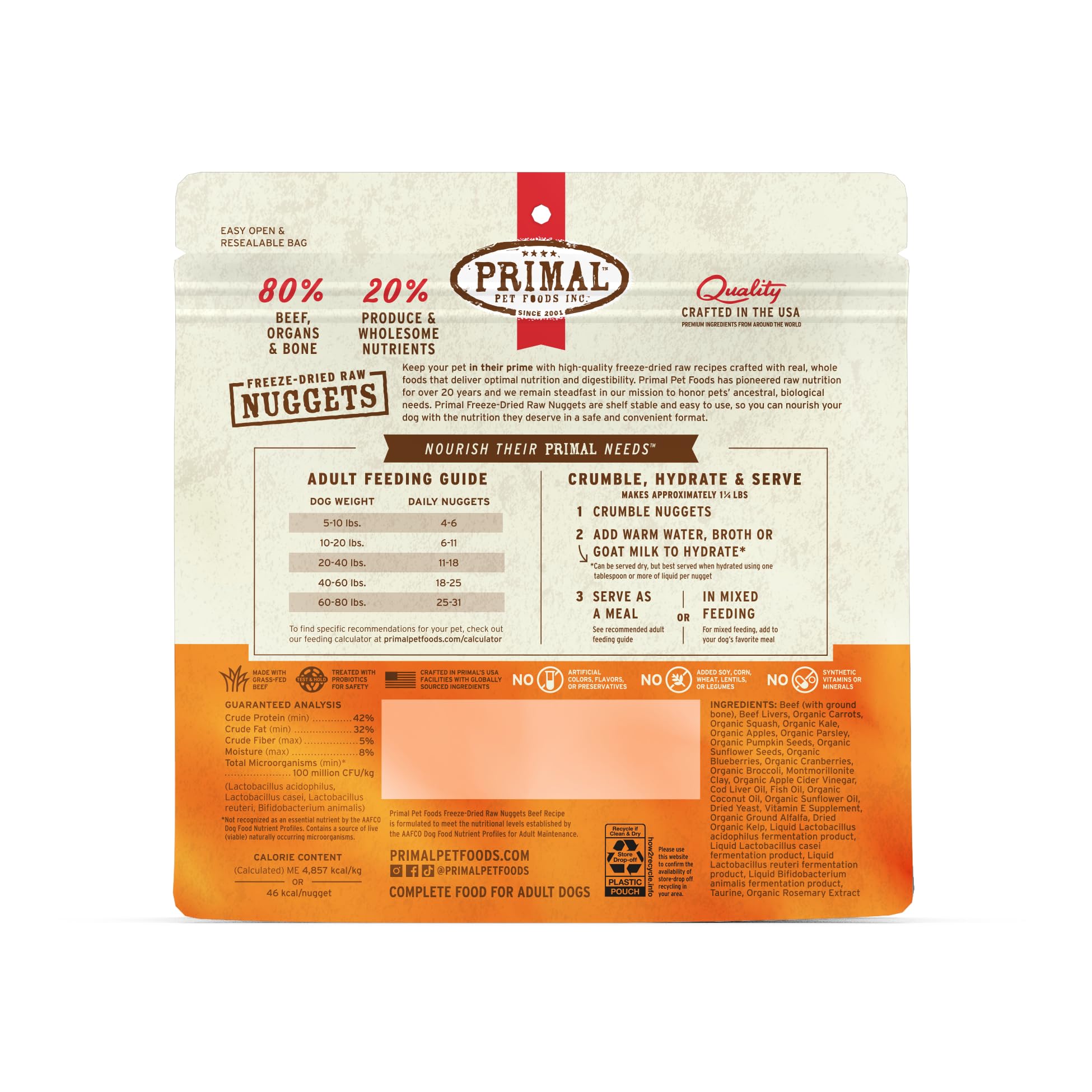 Ingredientes reales de Primal Pet Foods para perros