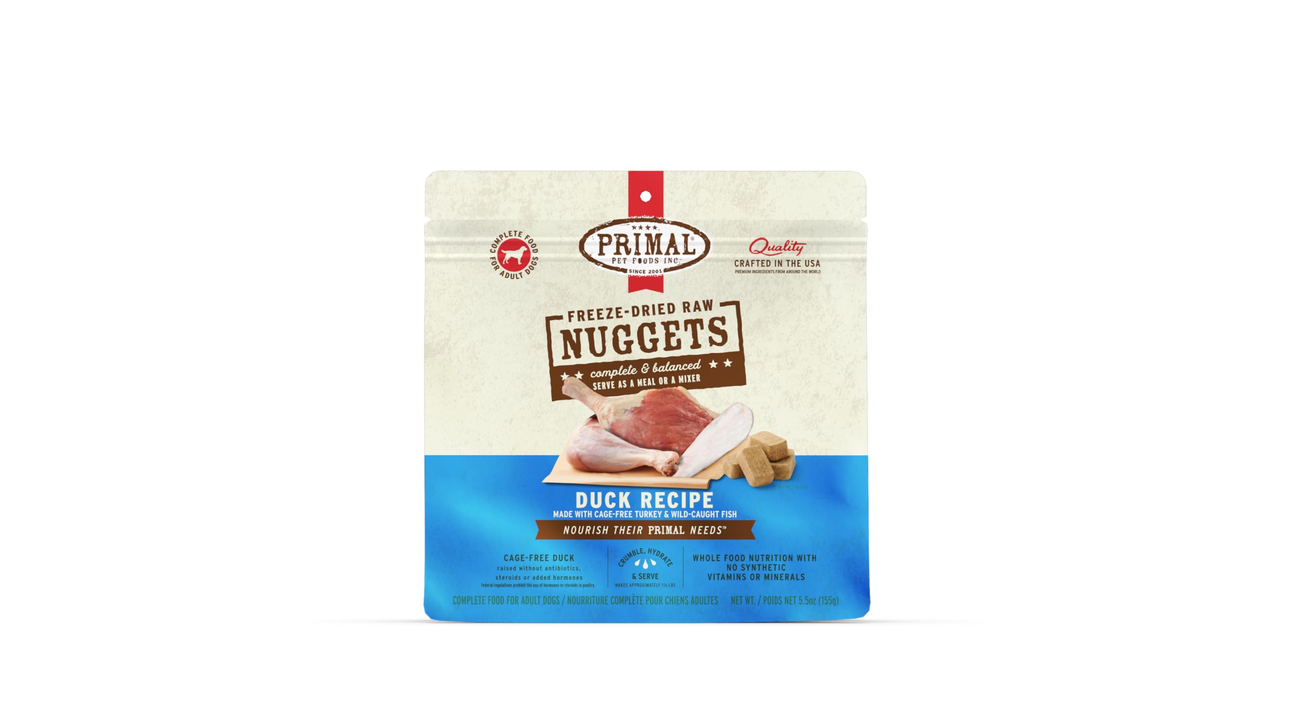 Primal Pet Foods Nuggets pato liofilizados: opción completa y sin granos para perros activos.