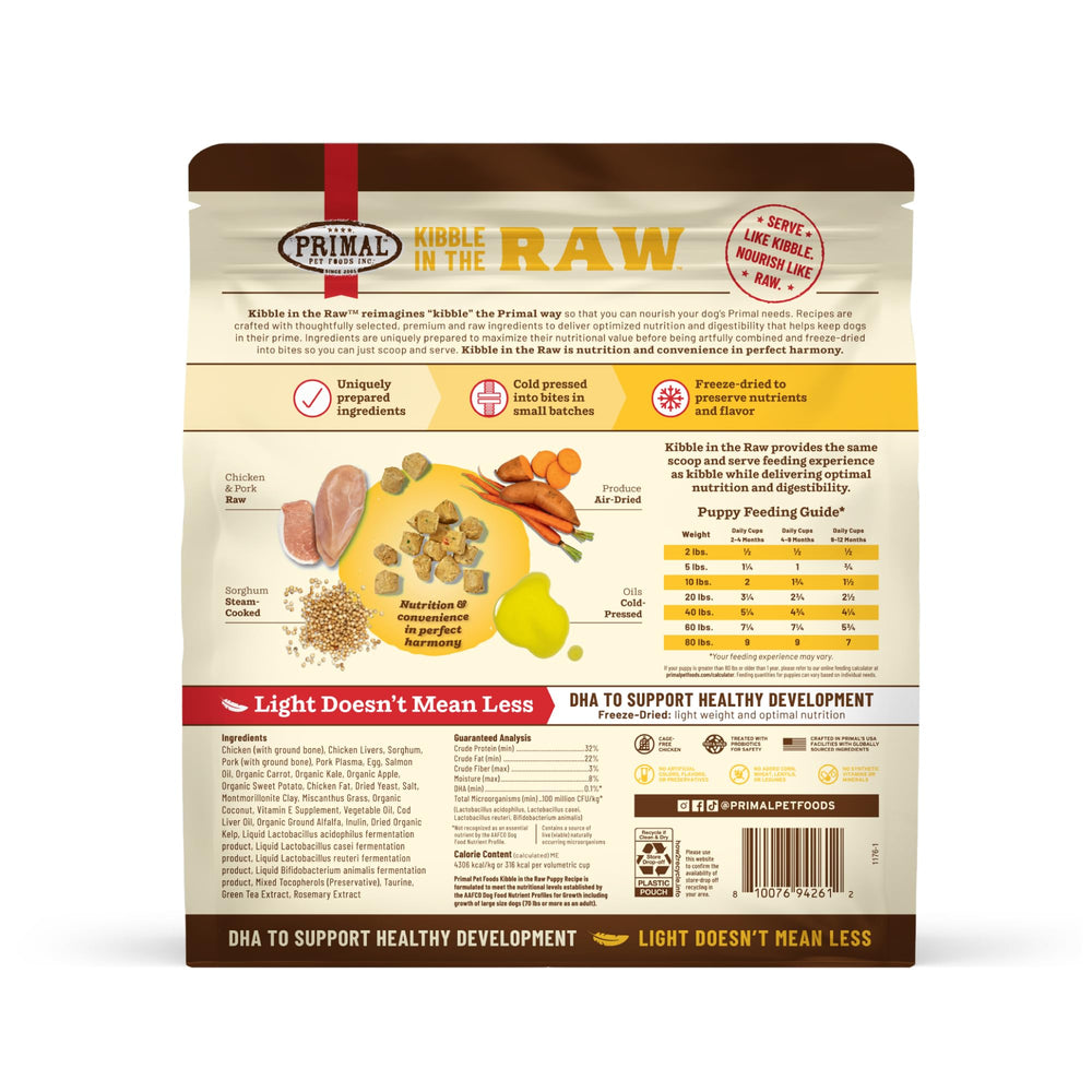 Primal Pet Foods Nutrición con Ingredientes Enteros para desarrollo saludable.