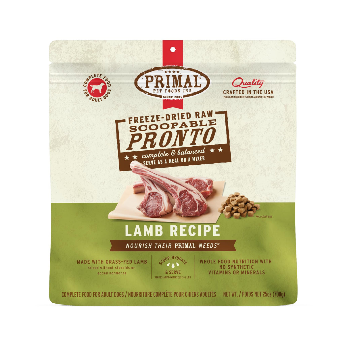 Primal Pet Foods Pronto Mini Nuggets de Cordero: empaque práctico para casa