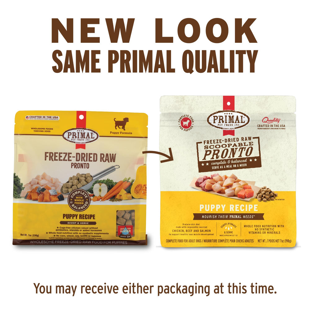 Primal Pet Foods Pronto Mini Nuggets, ingredientes naturales para cachorro.