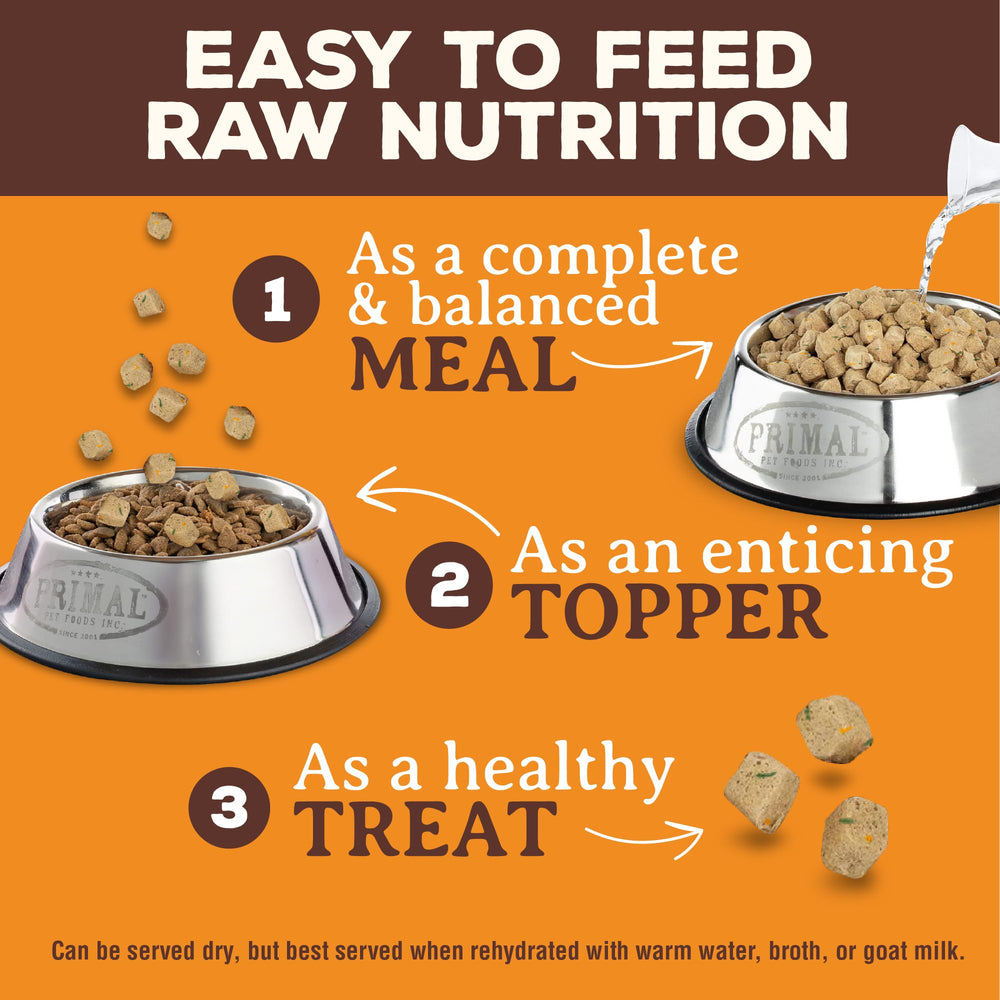Primal Pet Foods Pronto Mini Nuggets ternera con frutas y vegetales orgánicos.