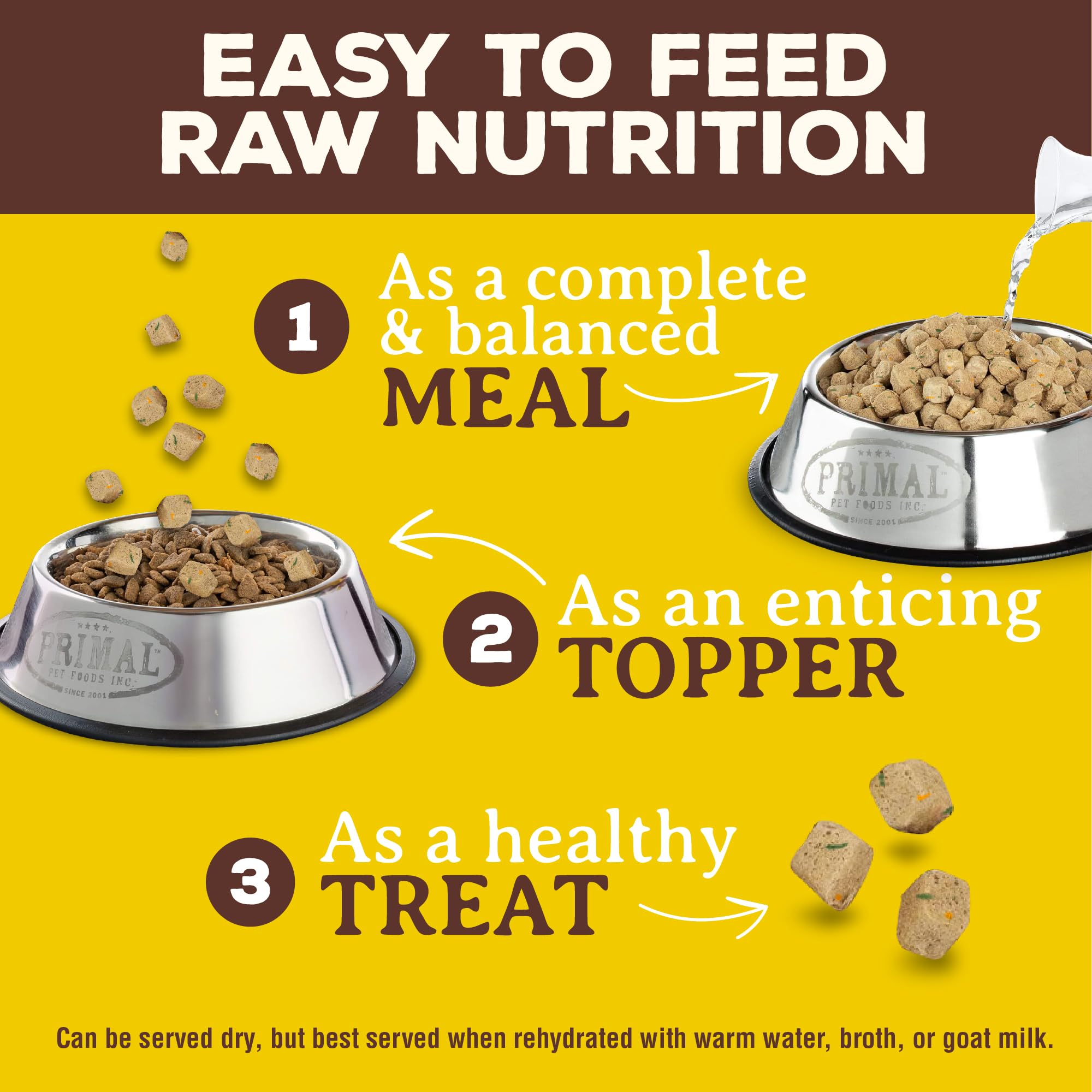 Primal Pet Foods Pronto Mini Nuggets, textura crujiente que agrada al paladar.