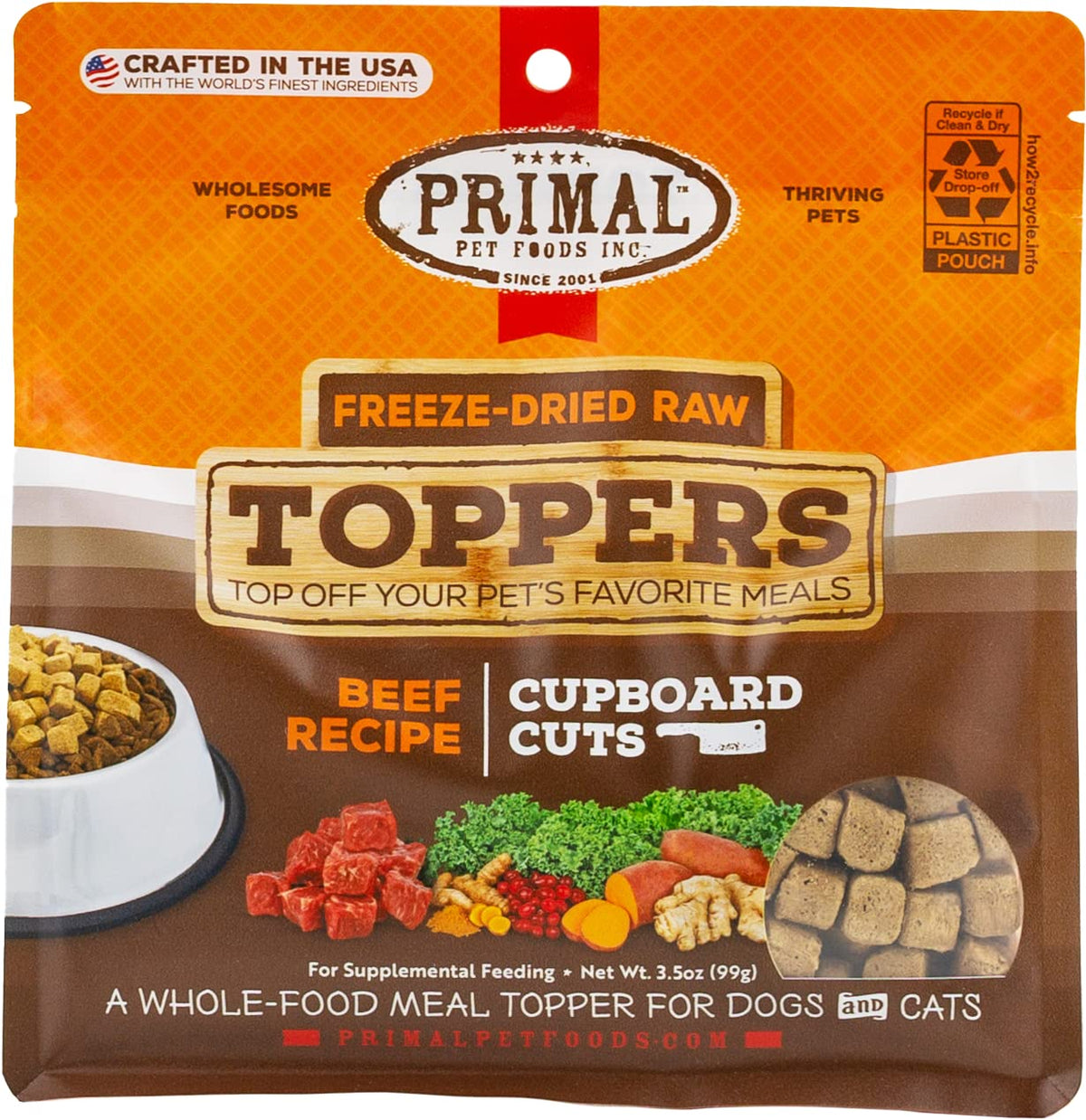 Primal Pet Foods topper para perro de res fresco, realza la comida base.