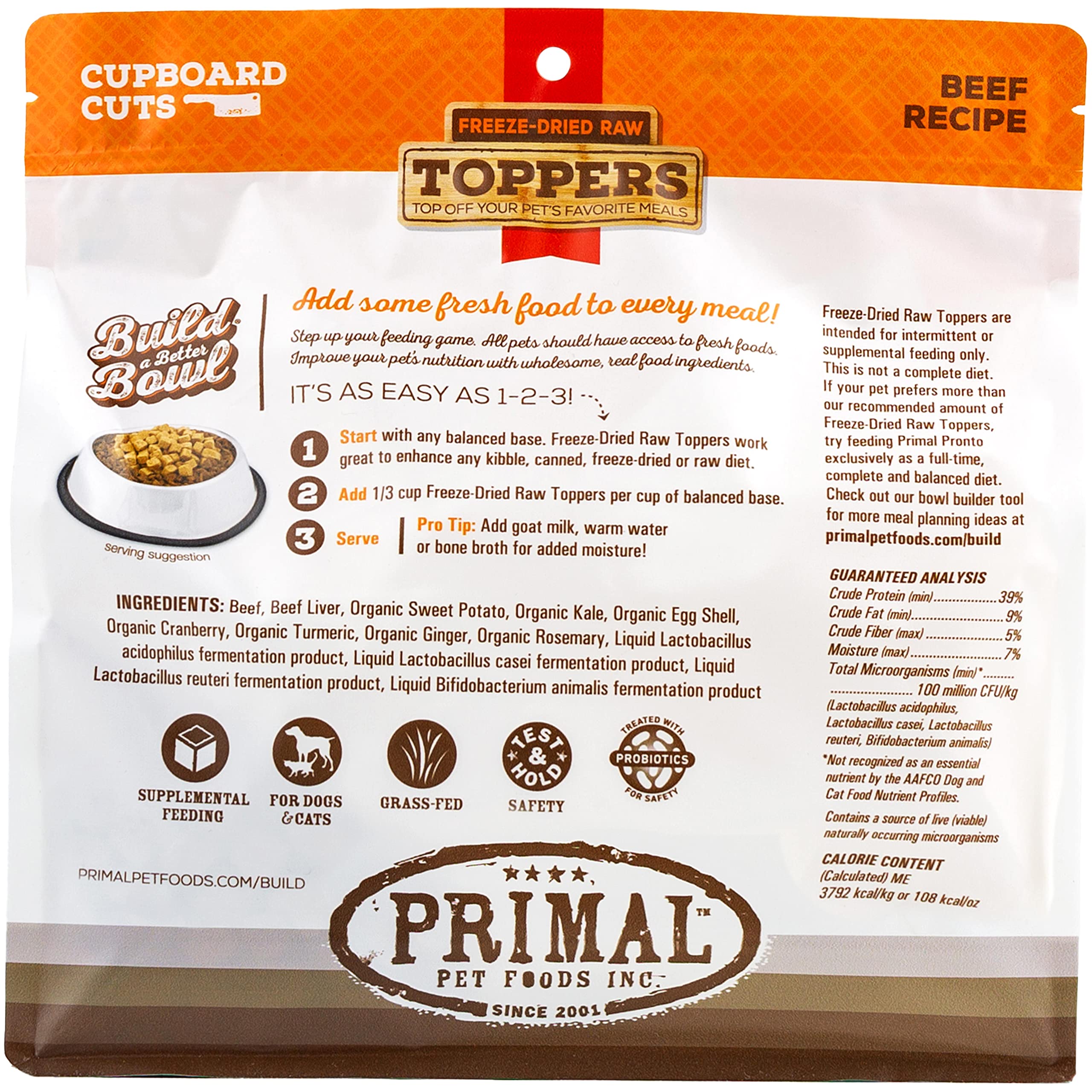 Primal Pet Foods toppers hechos en EE. UU. calidad y seguridad