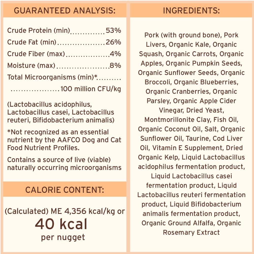 Primal Pet Foods trozos cerdo para gatos adultos, fuente de proteína de calidad.
