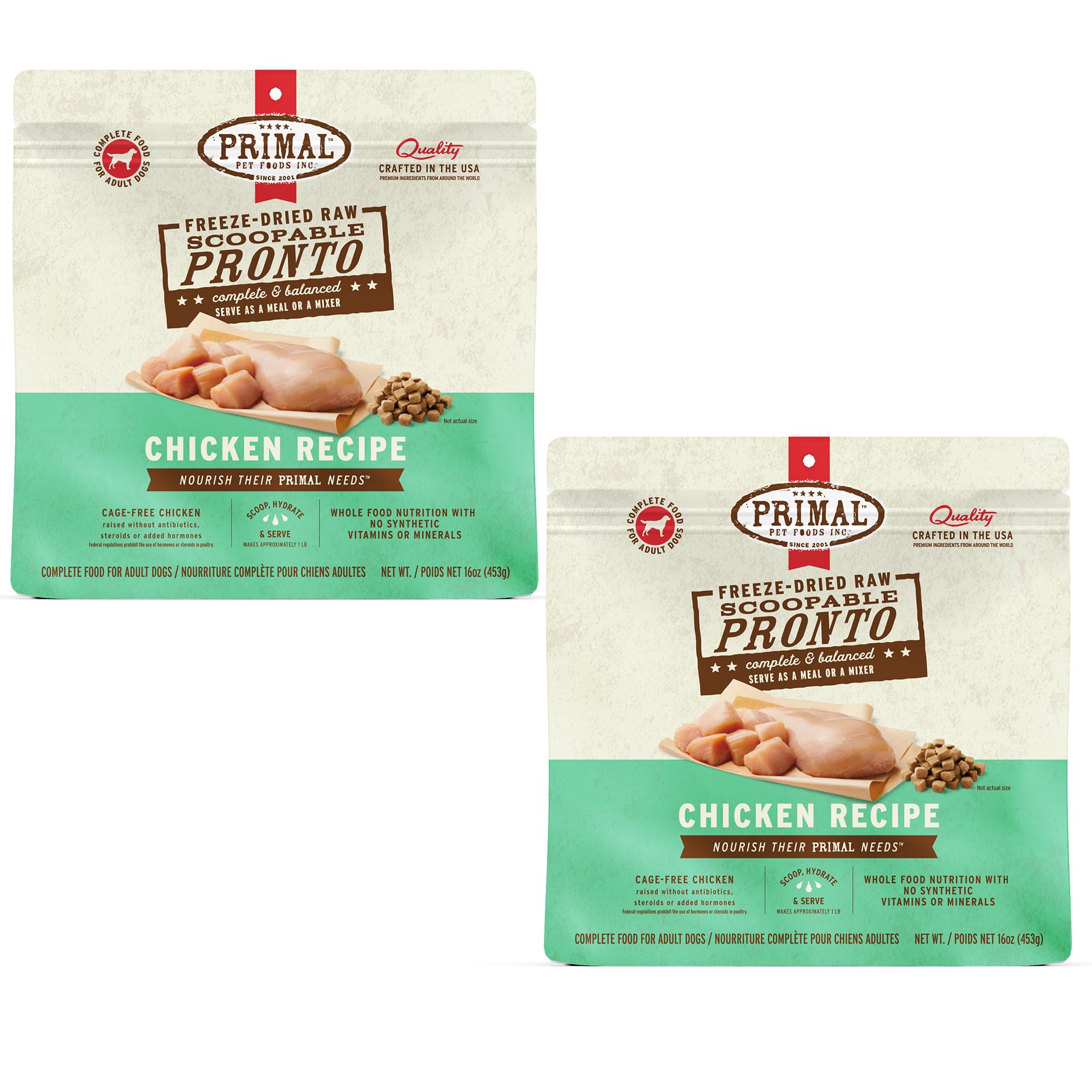Primal Pronto Mini Nuggets Pollo: bolsa de croquetas liofilizadas para perros.