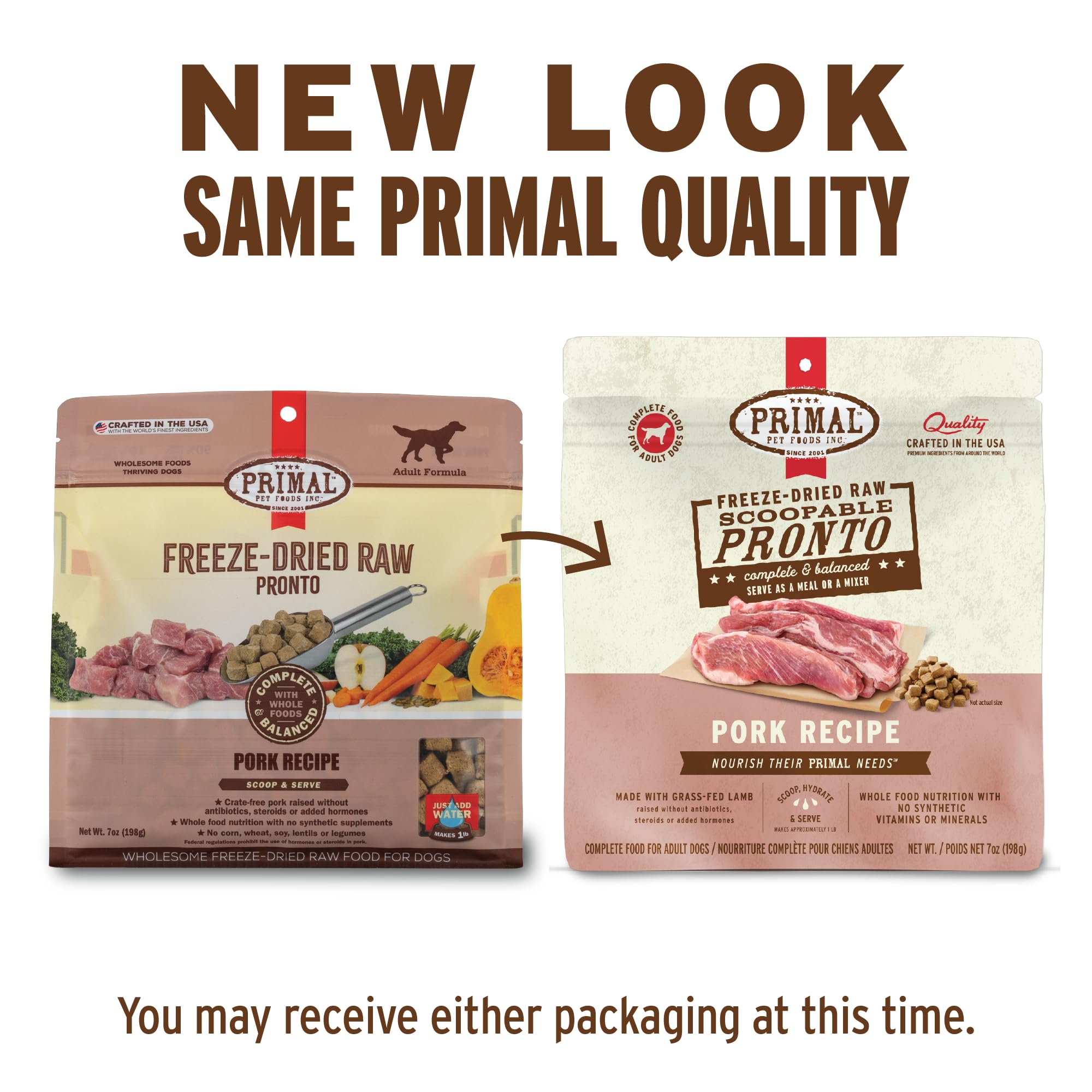 Primal Pronto Mini Nuggets, textura seca y apetitosa para snack diario.