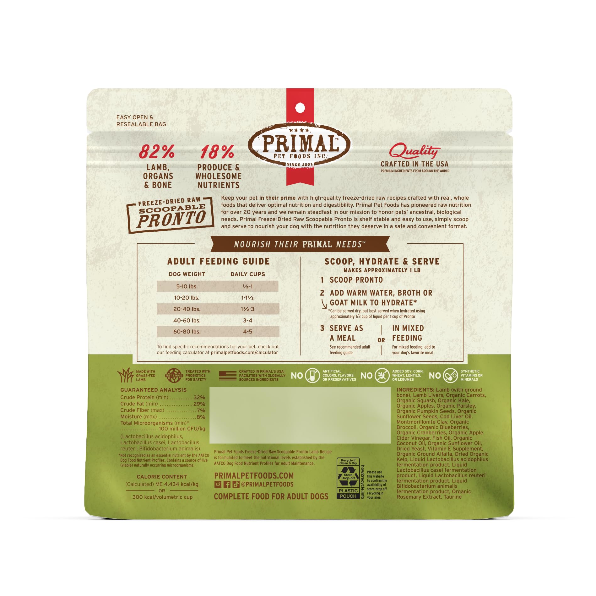 Primal Pronto trocitos proceso deshidratación, conserva nutrientes