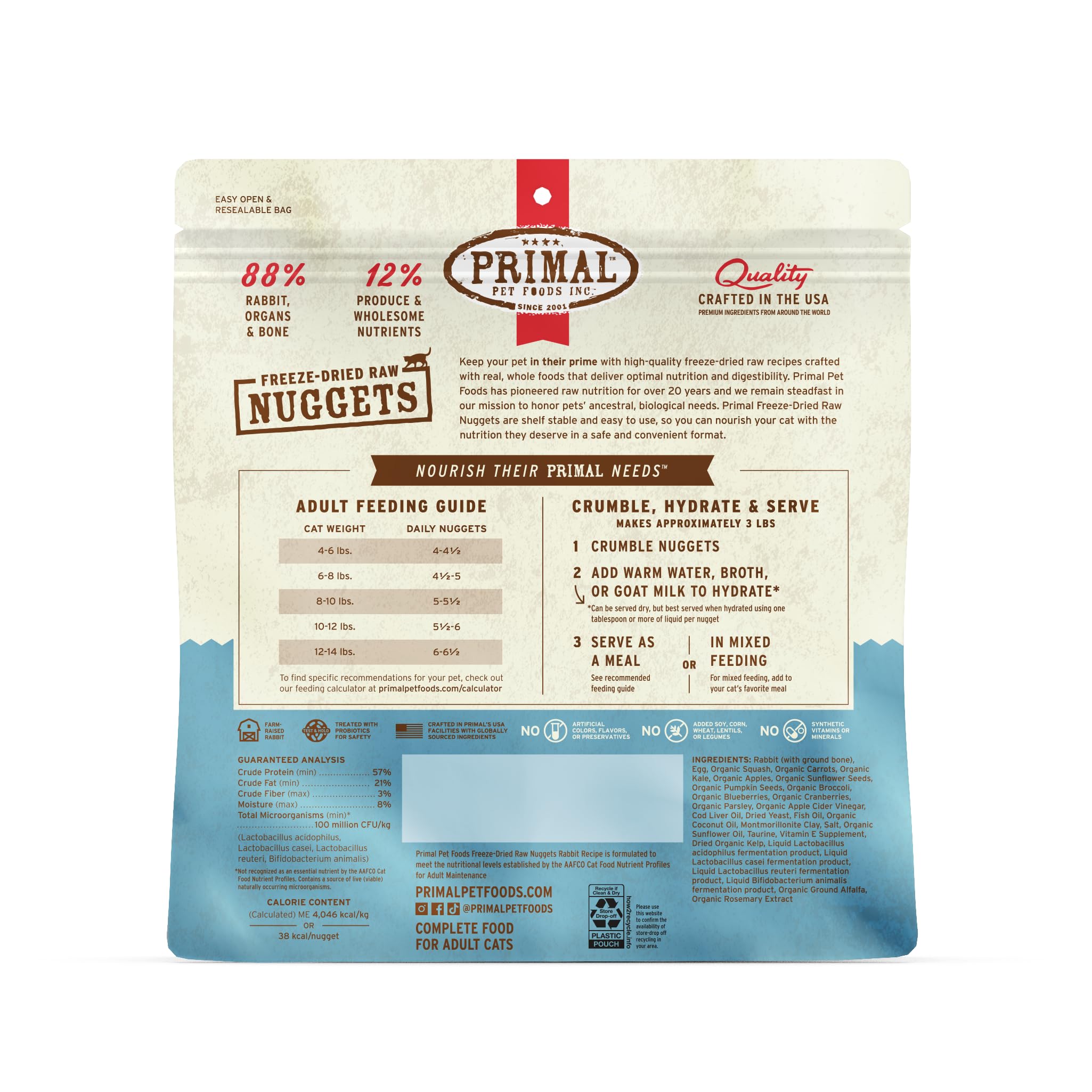 Snack saludable de Primal para gatos, complemento proteico sabroso.
