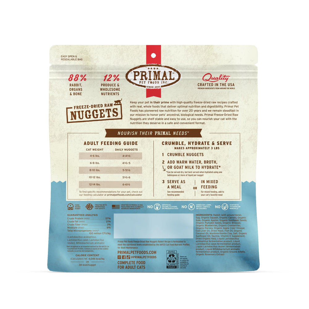 Snack saludable de Primal para gatos, complemento proteico sabroso.