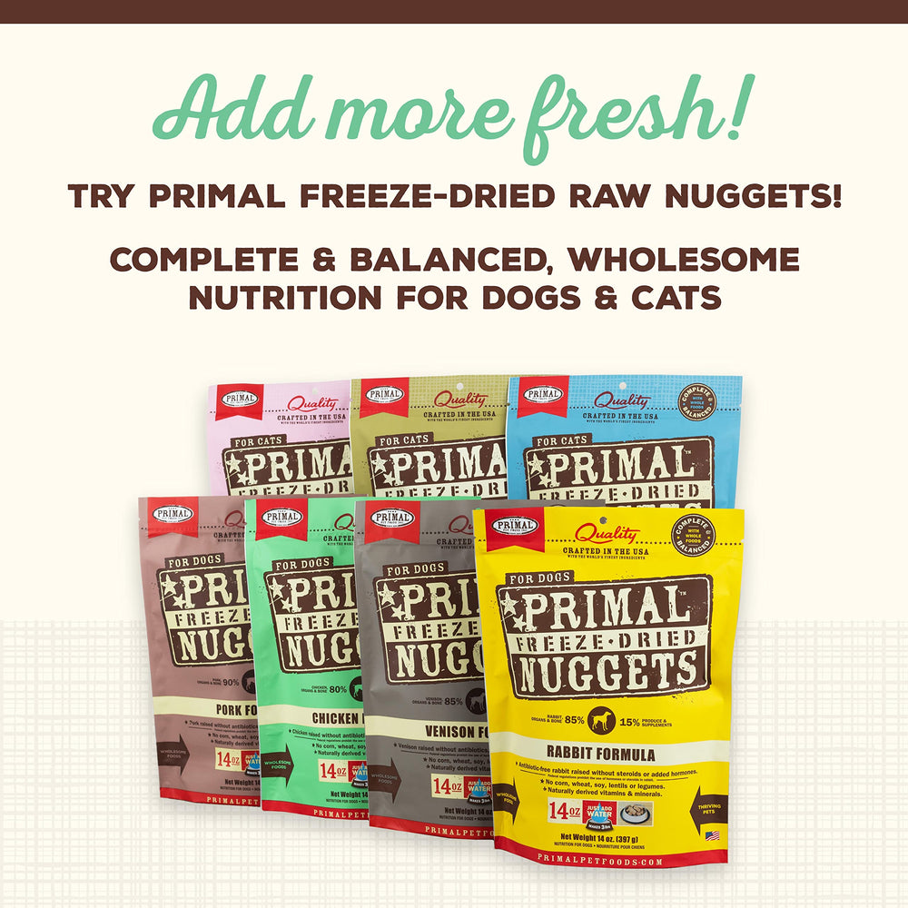 Primal Pet Foods toppers fáciles de servir, añaden sabor a cualquier comida.