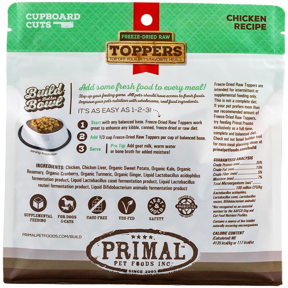 Primal Pet Foods toppers hechos en EE.UU., calidad constante para la dieta mixta.