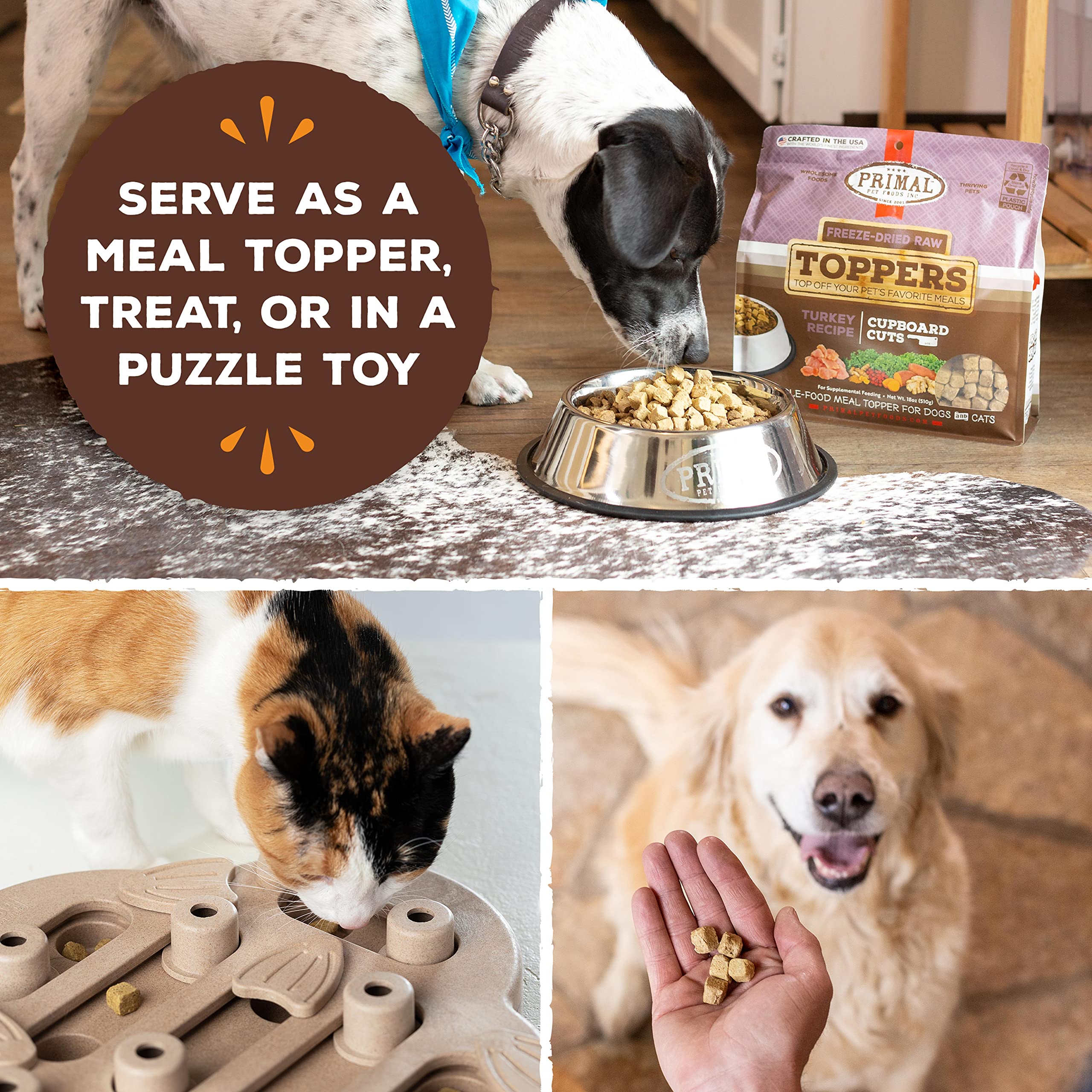Primal Pet Foods toppers para entrenamiento, premio sabroso y agradable.