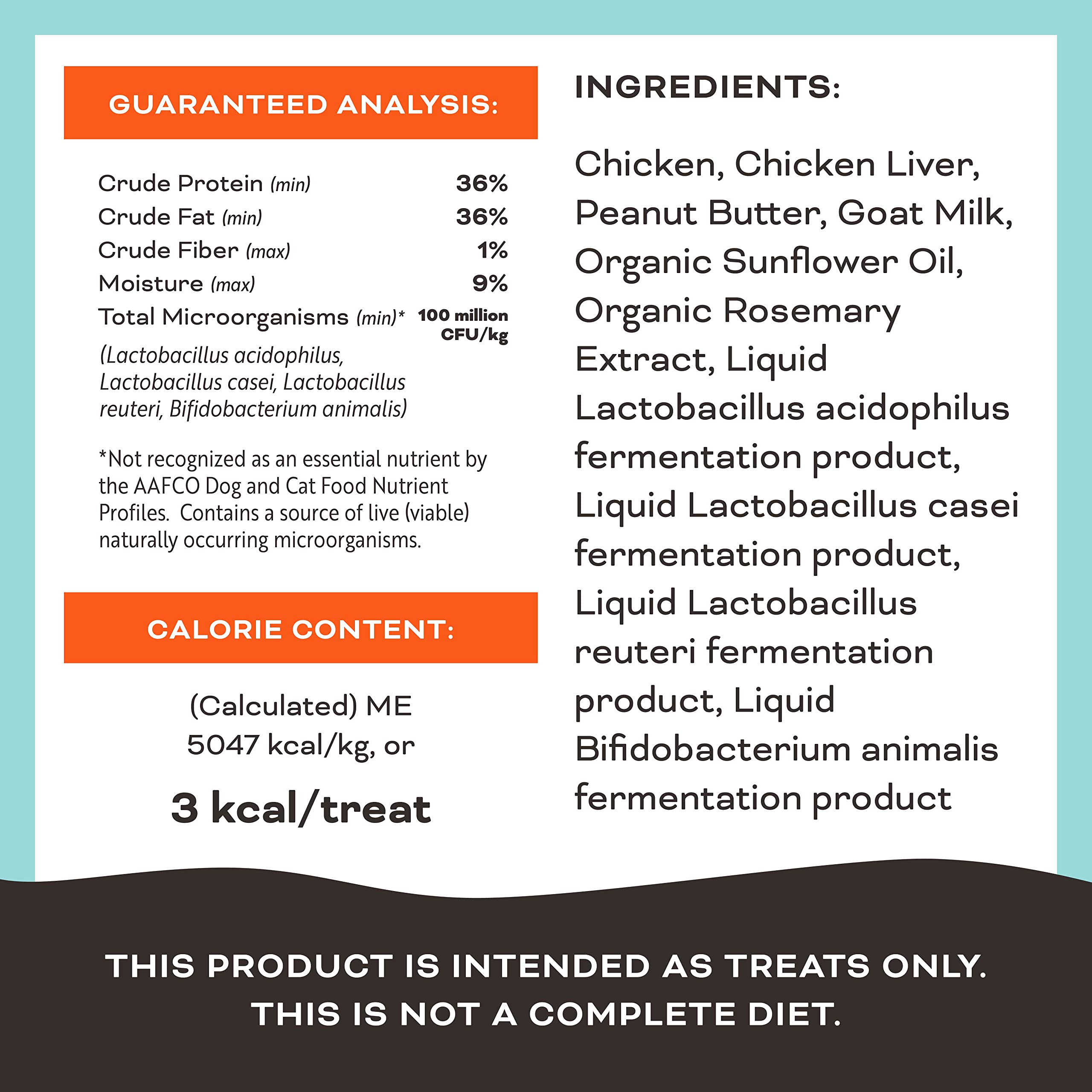 Primal Pet Foods Eres Mi Media Mantequilla primer plano de trocitos crujientes sin grano para premiar.