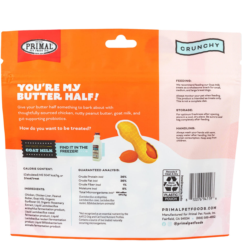 Primal Pet Foods Eres Mi Media Mantequilla ideal para recompensas durante juego y paseo.
