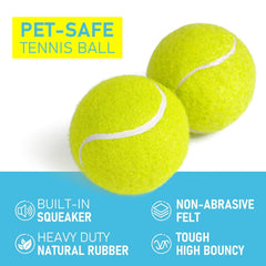 Prime Pets bola-tenis-perro-2-5-pulgadas, fieltro suave para morder sin dañar.