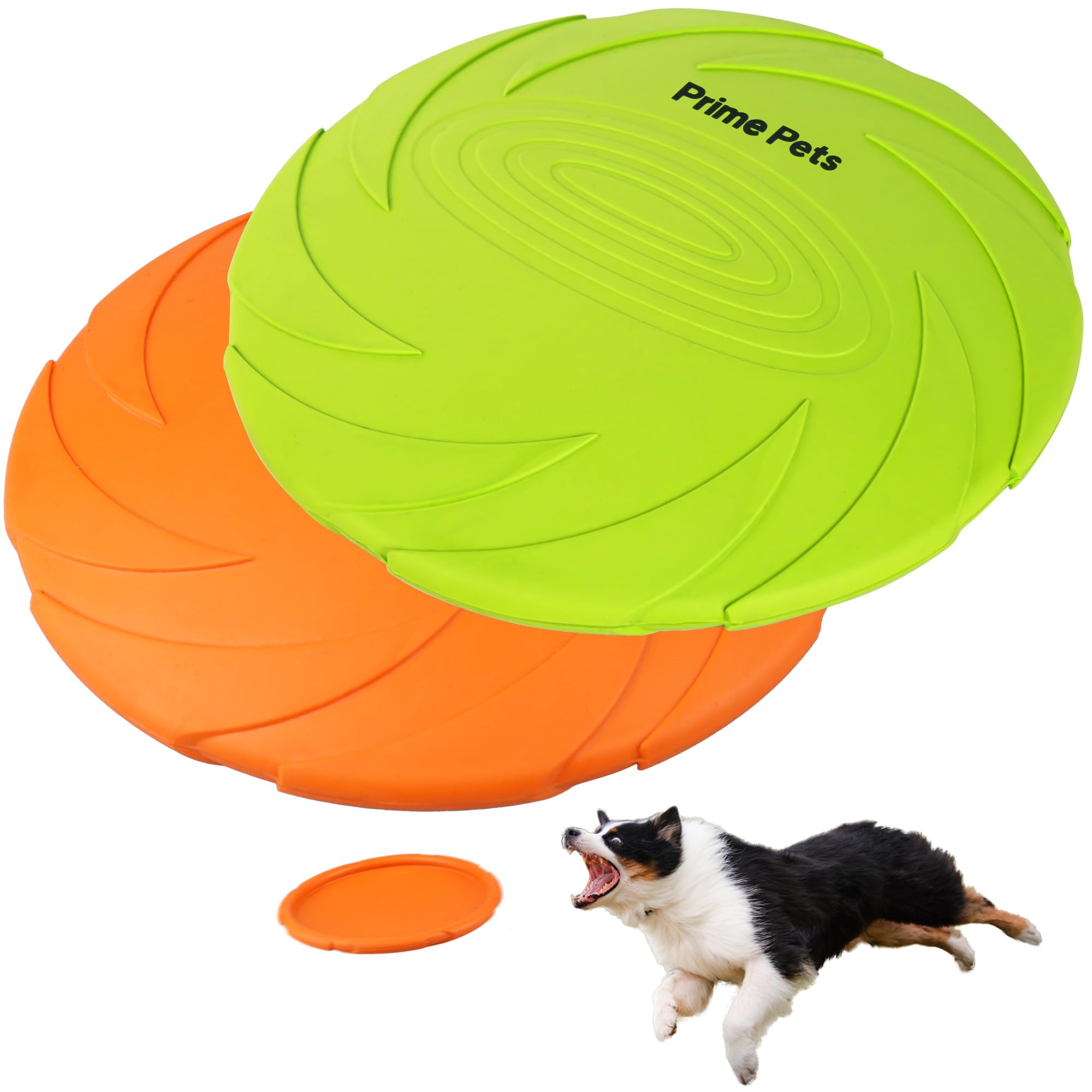 Disco volador Prime Pets de 7 pulgadas naranja-verde para perros, ideal para juegos al aire libre.