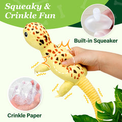 Prime Pets juguete lagartija amarilla para perros, fomenta juego interactivo.