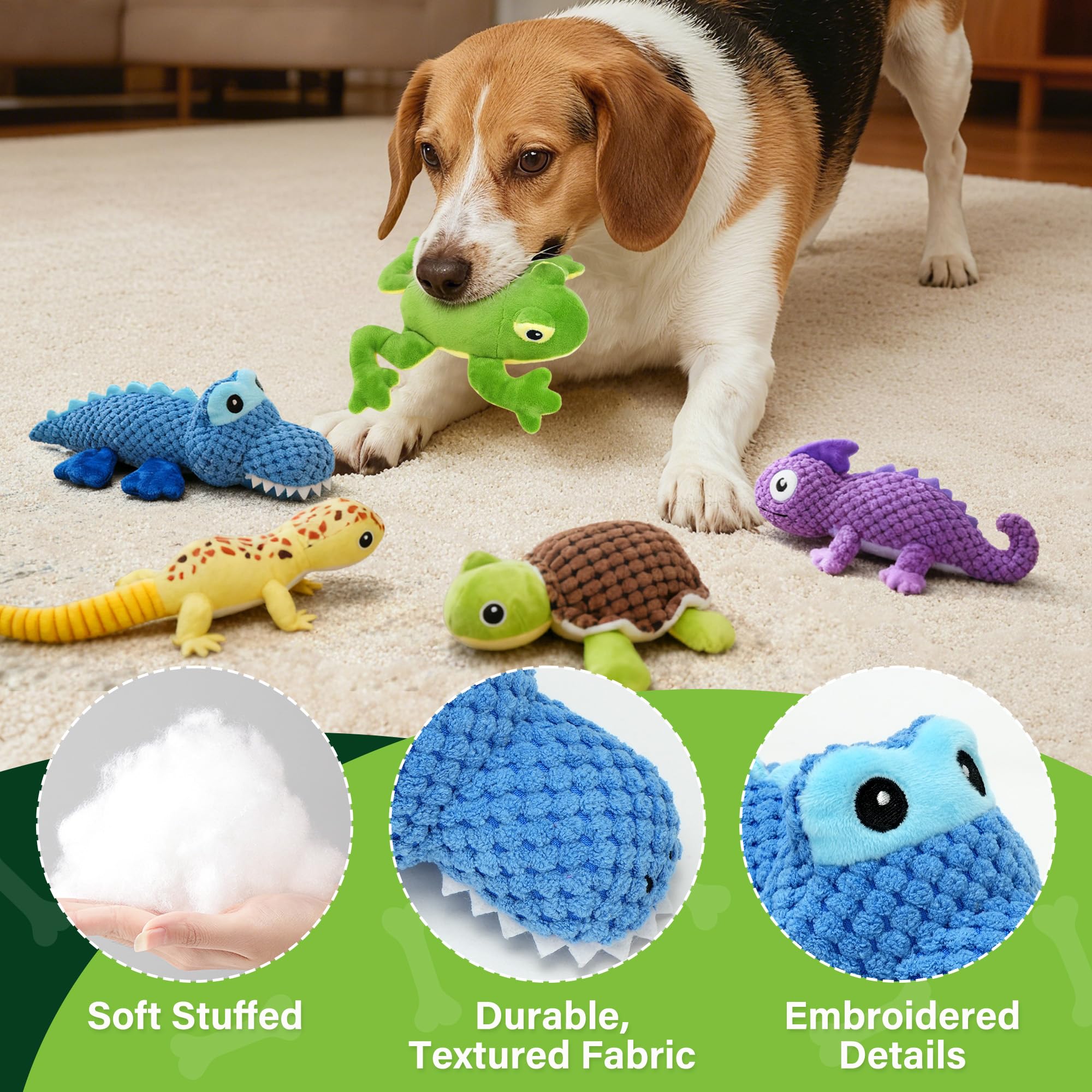 Prime Pets juguete rana verde para perros, cruje para estimular juego.