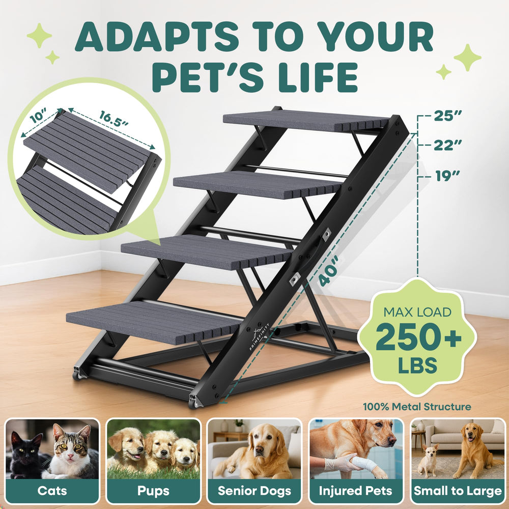 Primefinity rampa con alturas ajustables para comodidad de la mascota.