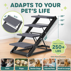 Primefinity rampa con alturas ajustables para comodidad de la mascota.