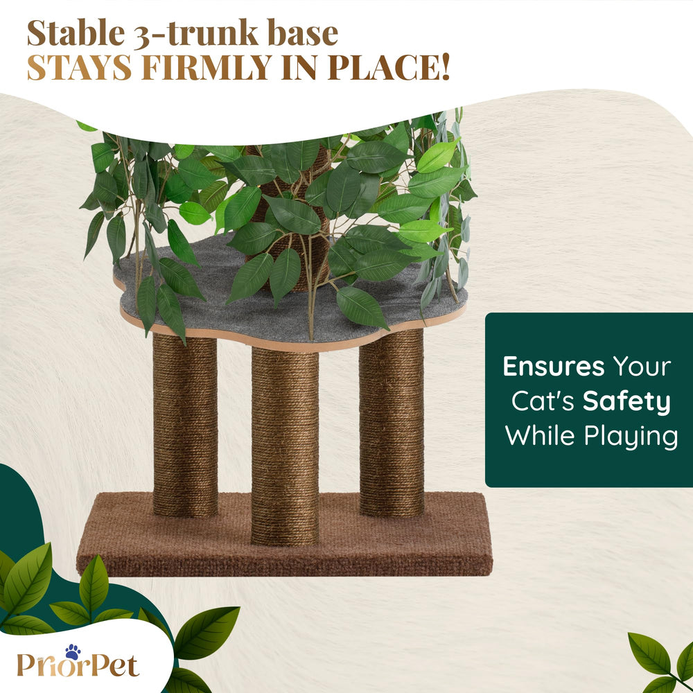 PriorPet Arbol Gatos con Hojas, diseño compacto ideal para espacios pequeños.