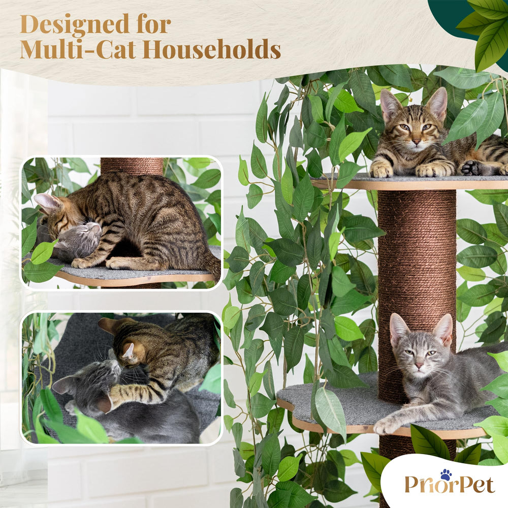 PriorPet Arbol Gatos con Hojas, montaje rápido con herramientas incluidas.
