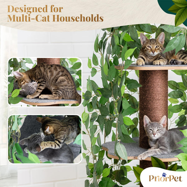 PriorPet Arbol Gatos con Hojas, montaje rápido con herramientas incluidas.