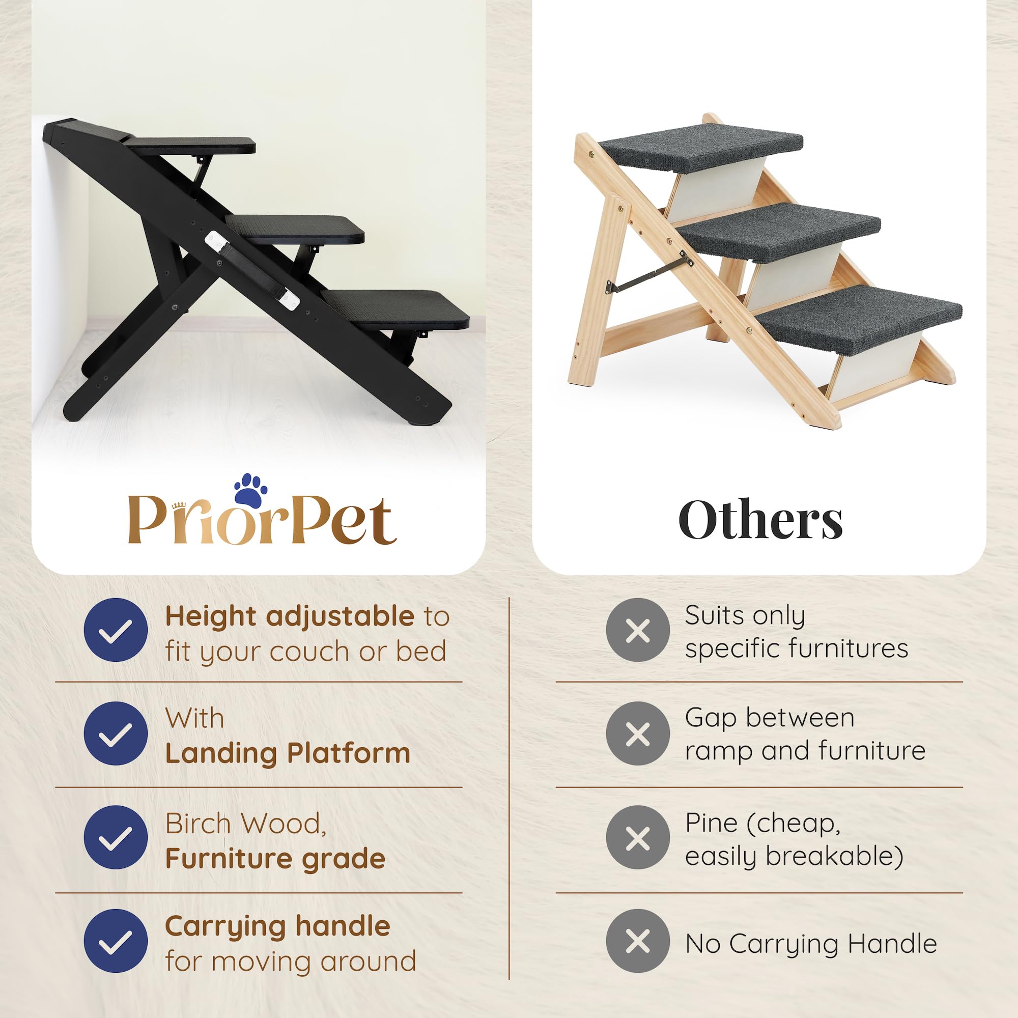 PRIORPET rampa de 90 kg de capacidad, apta para perros grandes