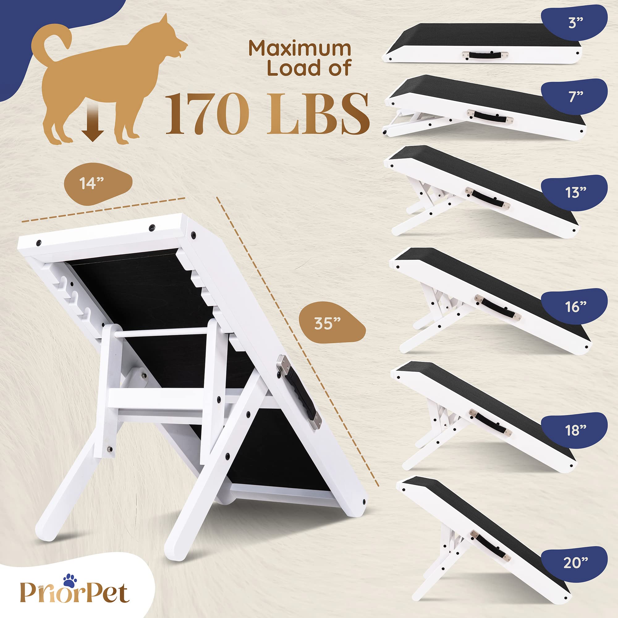 PRIORPET rampa plegable para guardado y transporte compacto.