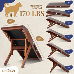 Rampa PRIORPET para perro en madera Birch para mayor durabilidad y estabilidad.