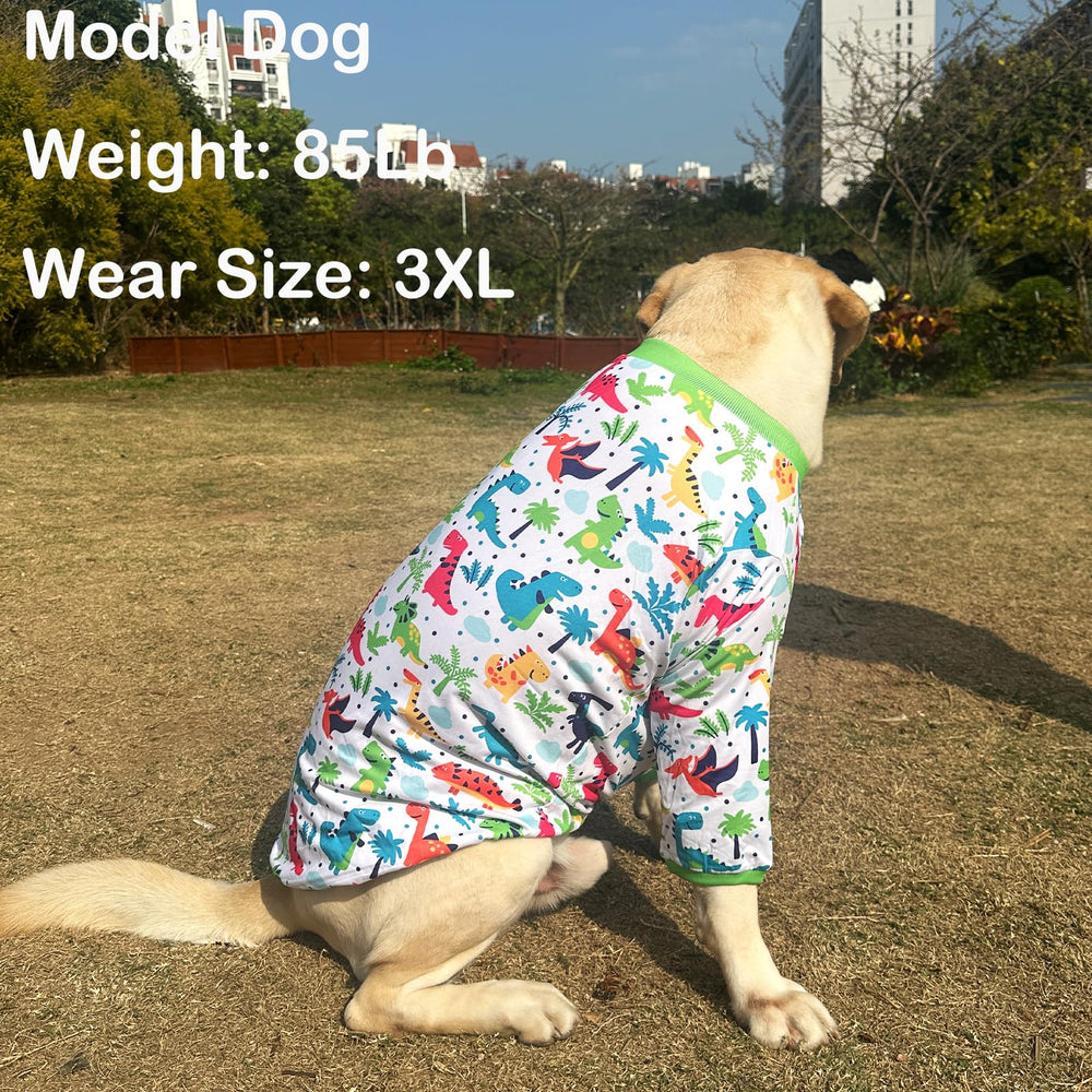PriPre camiseta para perros grandes, dinosaurio verde, protección ligera del sol