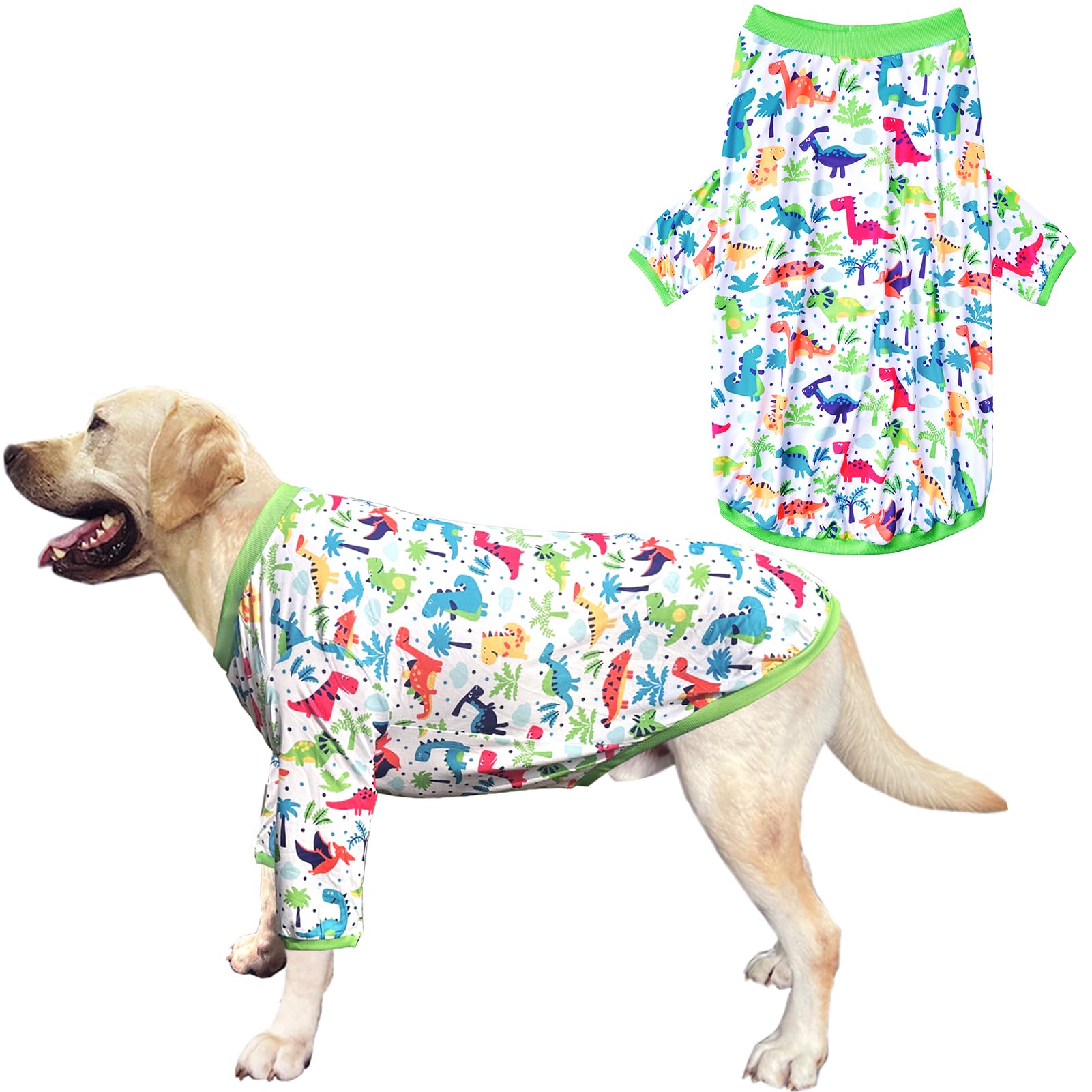 Camiseta PriPre para perros con dinosaurio verde, ideal para verano cómodo