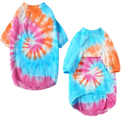 PriPre camiseta para perro tie-dye rosa-naranja, diseño moderno para paseos