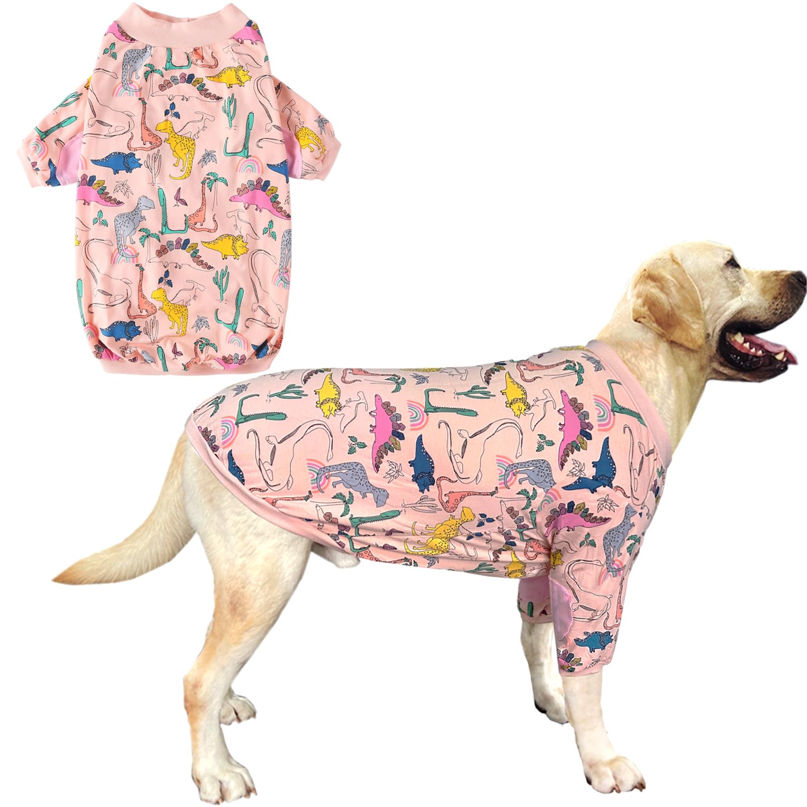 PriPre camisetas para perro con dinosaurio rosa, uso diario cómodo y seguro.