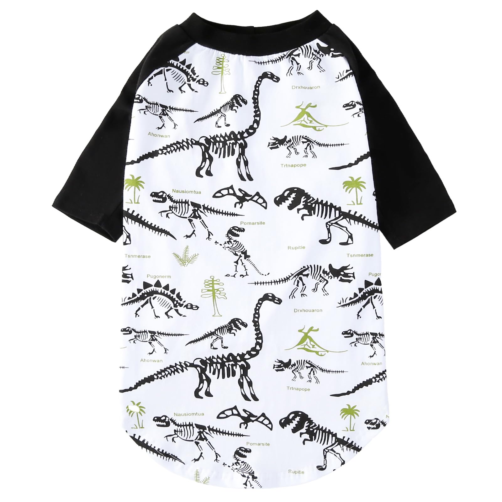 PriPre camiseta para perro dinosaurio blanco, manga larga, suave al tacto