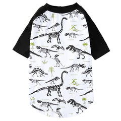 PriPre camiseta para perro dinosaurio blanco, manga larga, suave al tacto