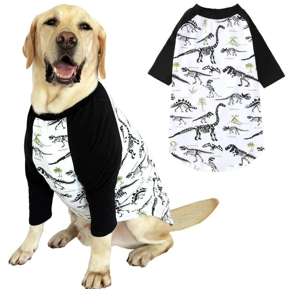 PriPre camiseta para perro dinosaurio negro, manga larga, cómodo para paseos