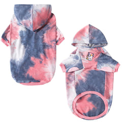 PriPre sudadera para perro con estampado multicolor rosa gris, vista frontal, suave y cómoda