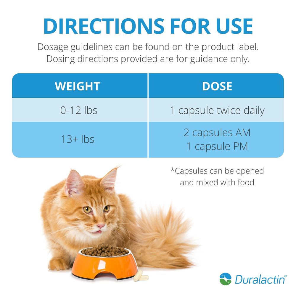 Dosis diaria de Duralactin Feline según peso del gato.