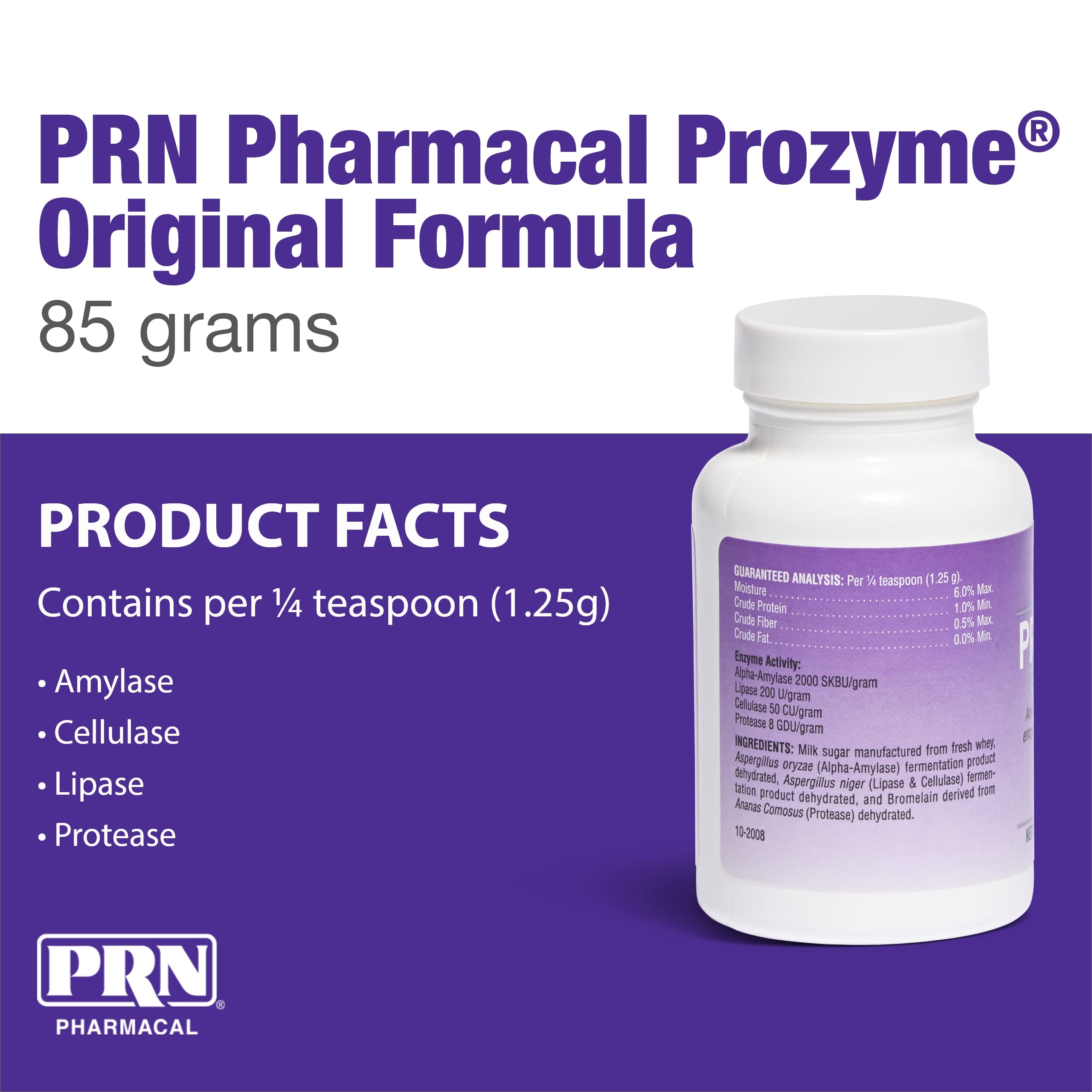PRN ProZyme etiqueta frontal: información clara para uso diario