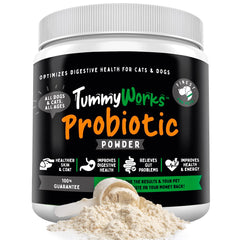 Probiótico TummyWorks: bote de polvo para perros y gatos.
