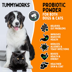 Probiótico TummyWorks: taza medidora para dosis precisas al alimentar.